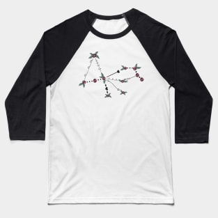 Pavo (Peacock) Constellation Roses and Hearts Doodle Baseball T-Shirt